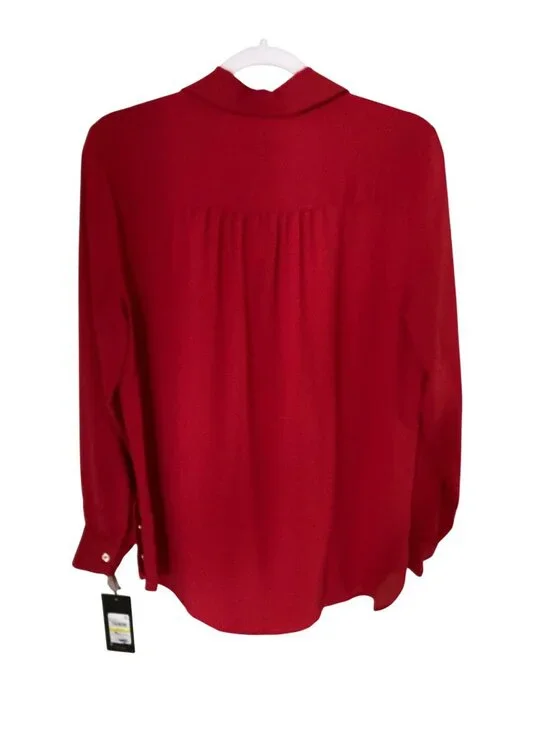 JONES NEW YORK WOMENS SIDE-BUTTON SHIRTTAIL DEEP ROUGE M  NWT - Picture 7 of 8